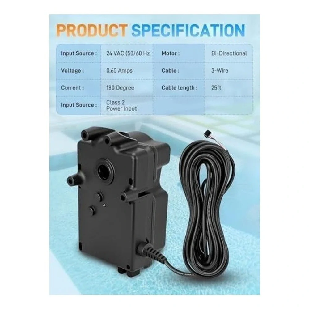 Sejaede CVA-24 Pool Spa Valve Actuator 24VAC 0.65A with 25ft Cable